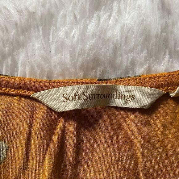 Soft Surroundings Etana Mustard Yellow Floral Embroidered Tunic Top Size Small - Picture 6 of 11